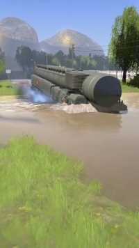俄罗斯导弹车过水坑，没有压力