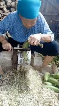 香蕉成熟了卖不出去，98岁的奶奶把它摇碎晒干了喂猪
