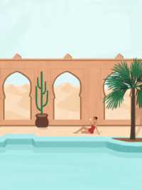 画完撒哈拉沙漠泳池后，店家说要把画挂在最显眼的位置 #摩洛哥 #撒哈拉沙漠 #画画 #绘画 #旅行