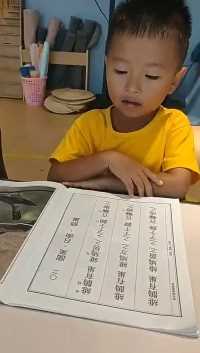 弟弟在学校晨读