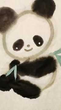 画一只简单的熊猫#水墨写意 #一休爸的小课堂