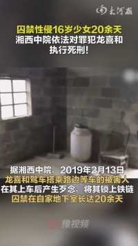 地窖囚禁性侵未成年少女余天，湖南男子龙喜和被执行死刑！