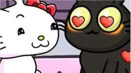 夫妻公园捡到小白猫，怎料家中小黑猫一见钟情，不可以色色哦！ #动画