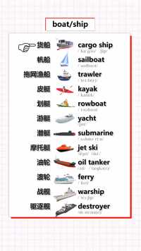 各种船舰艇的英文