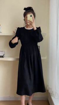 黑色长裙太好看了#秋冬穿搭