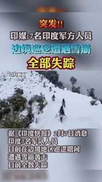 印媒：7名印度军方人员边境巡逻遭遇雪崩全部失踪！