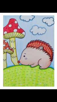 小刺猬找蘑菇  马克笔漫画 少儿美术 儿童画 动物漫画