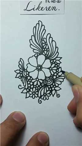 花朵组合成的线描画造型，有喜欢的吗？
